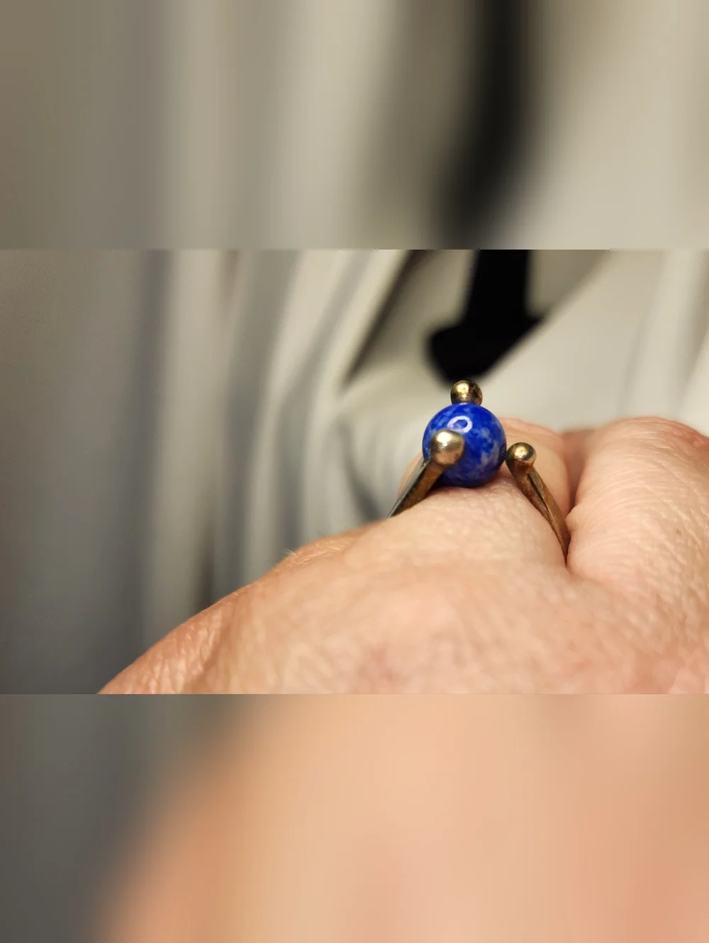 Sterling Silver Blue Lapis Orb Ring   Sz 7.25